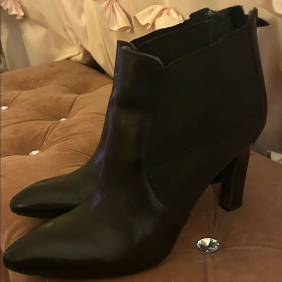 Franco Sarto Black Heeled Boots Sz 7 med - Picture 2 of 7